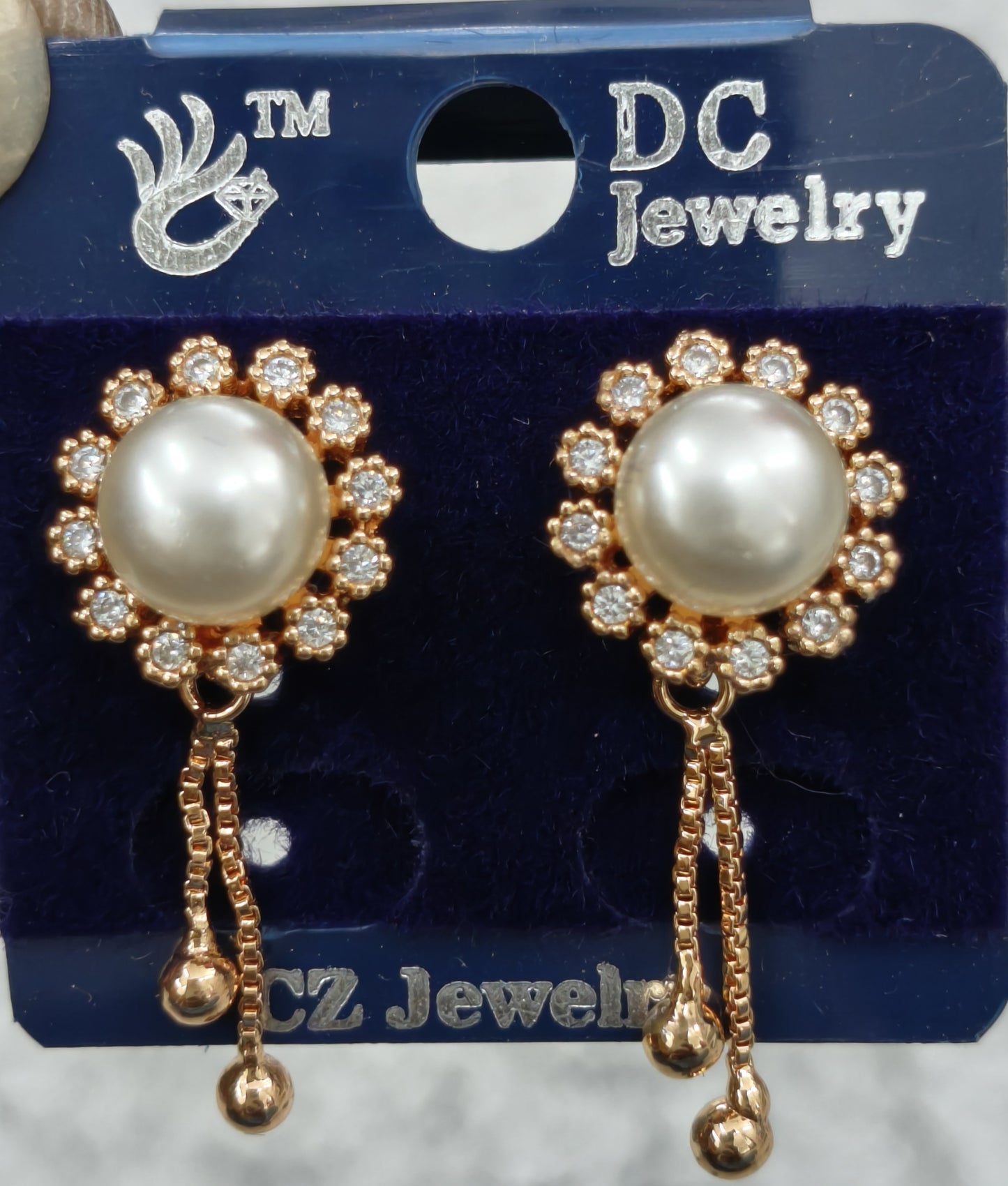AD GOLD POLISH PEARL LATKAN TOPS EARRING