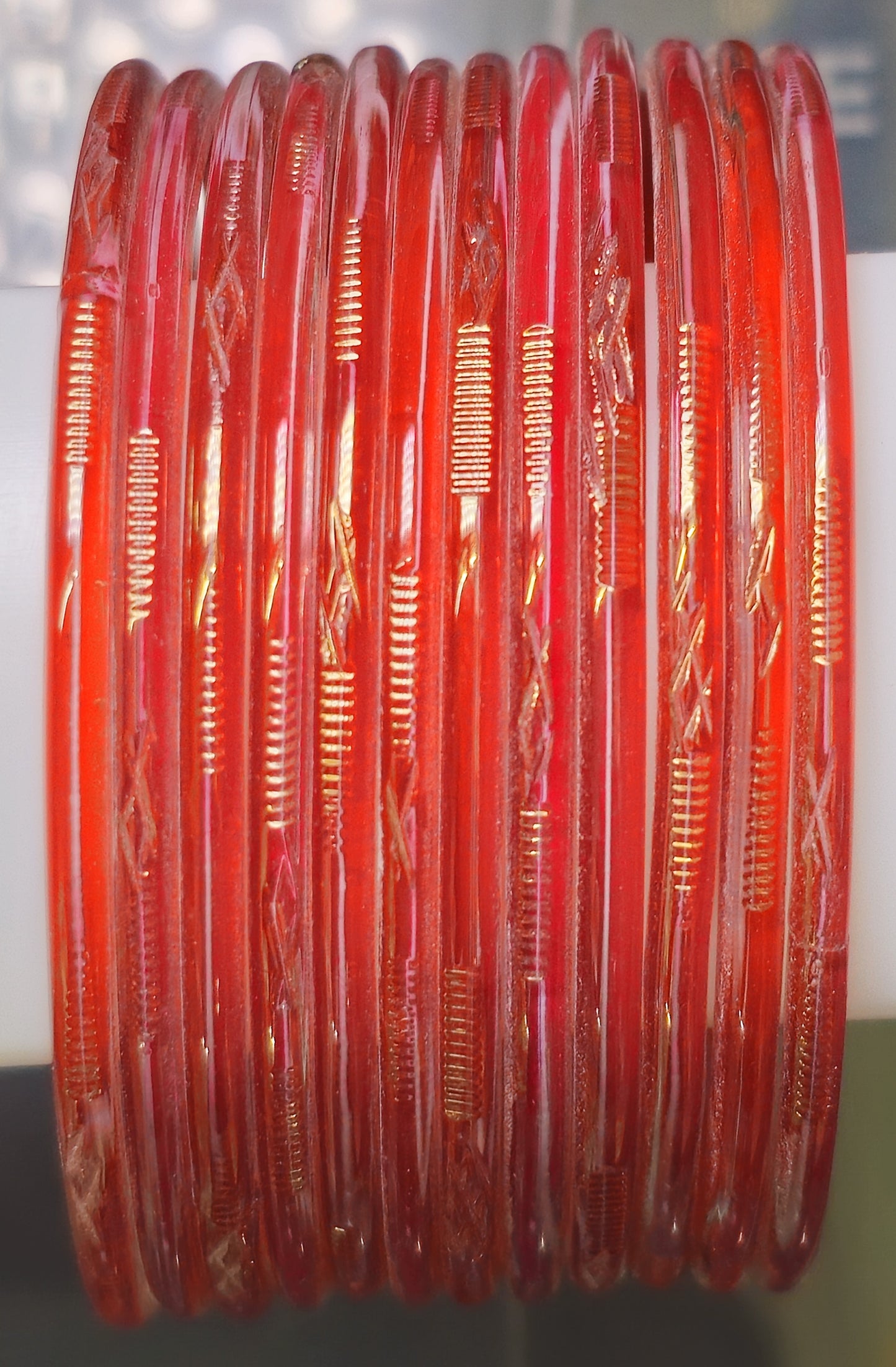 Cutting Design Glass Bangle (Dozen - 12 Bangle)