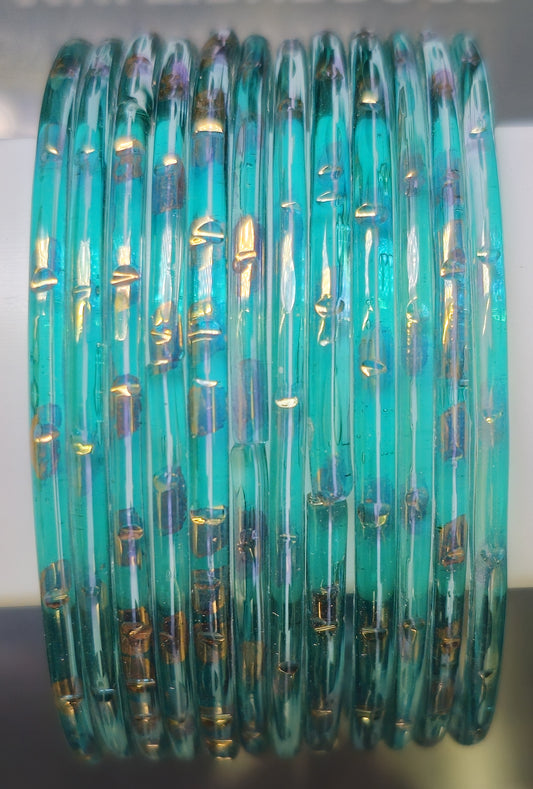 Cutting Design Gold Touch Glass Bangle (Dozen - 12 Bangle)