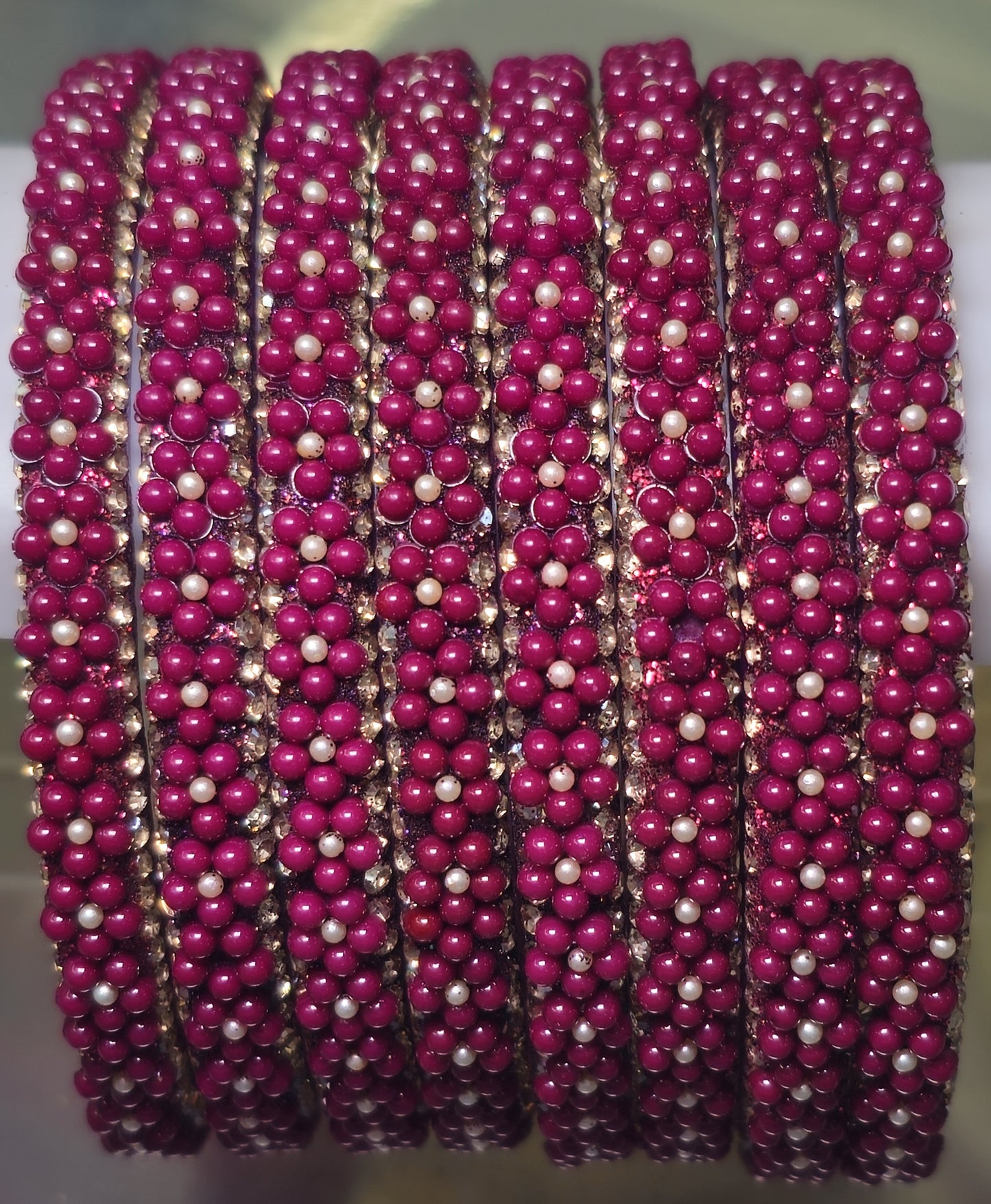 Flower Design Glass Bangle (8 Bangle)