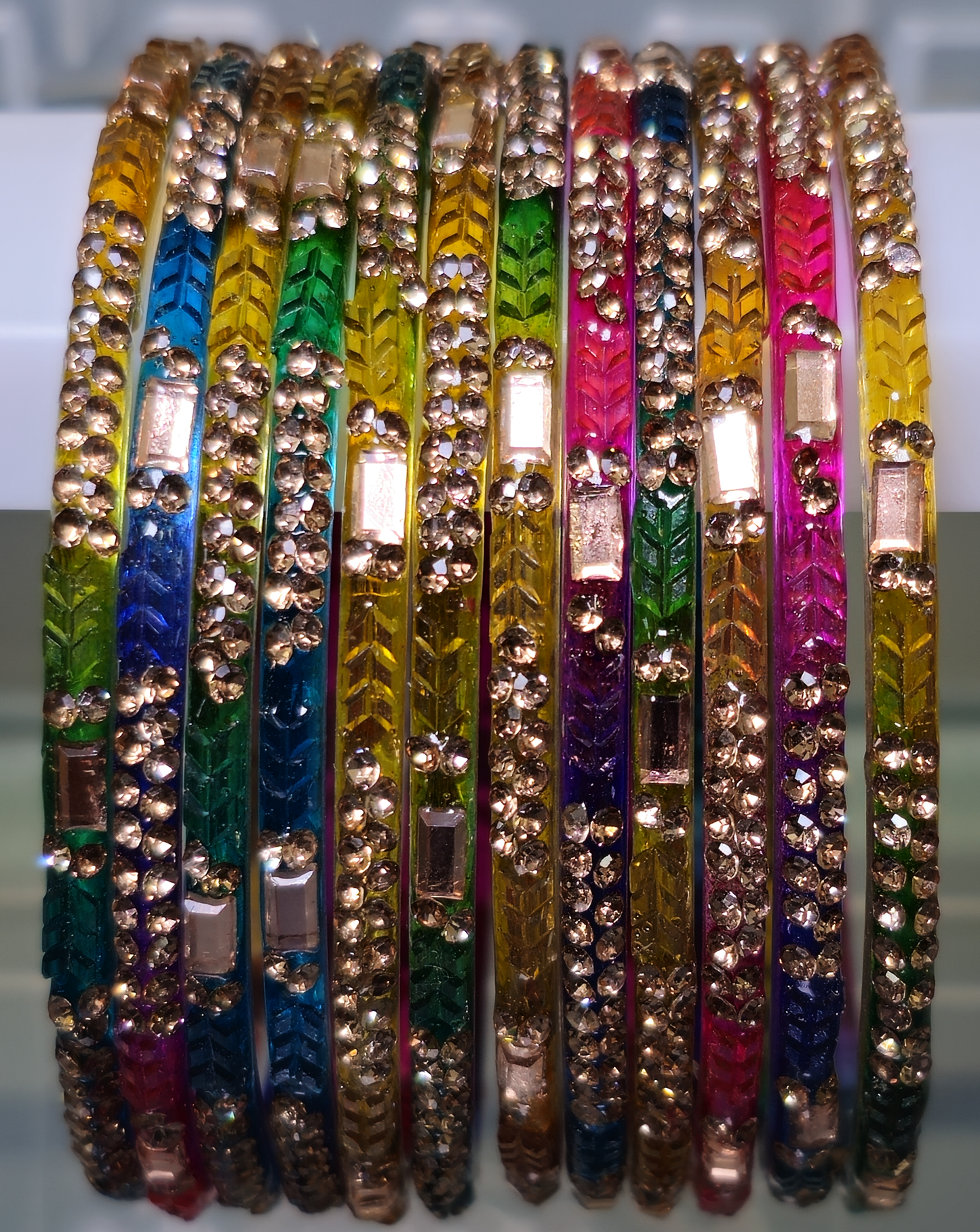 Ayush Design Sparkling Premium Glass Bangle (Dozen - 12 Bangle)