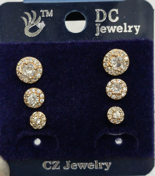 AD GOLD POLISH THREE SET COMBO TOPS EARRING