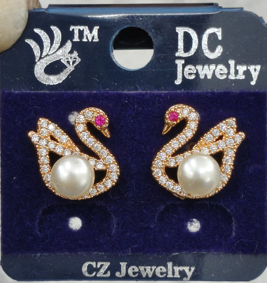 AD GOLD POLISH PEARL TOPS EARRING
