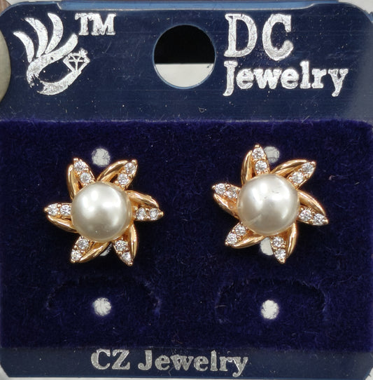 AD GOLD POLISH PEARL TOPS EARRING