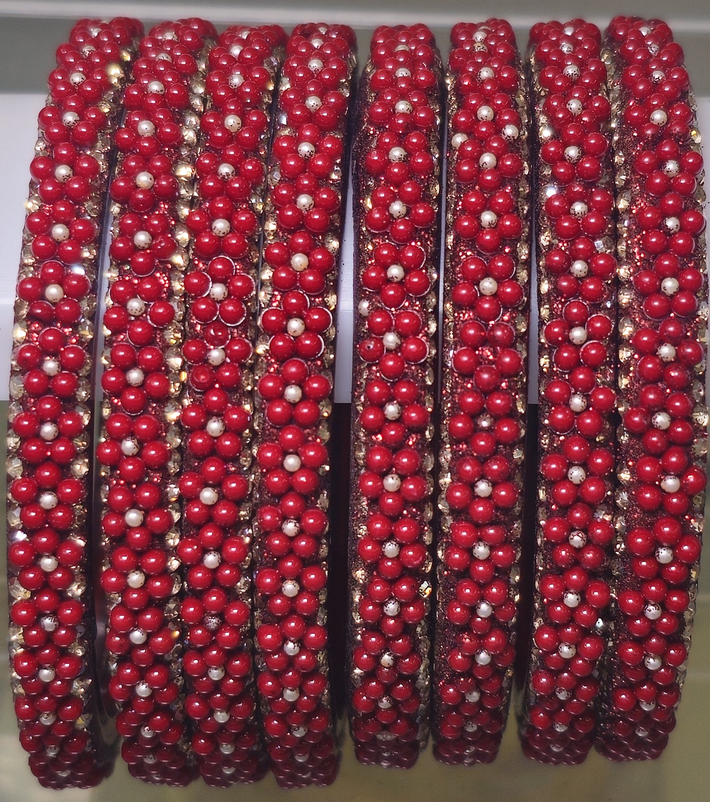 Flower Design Glass Bangle (8 Bangle)
