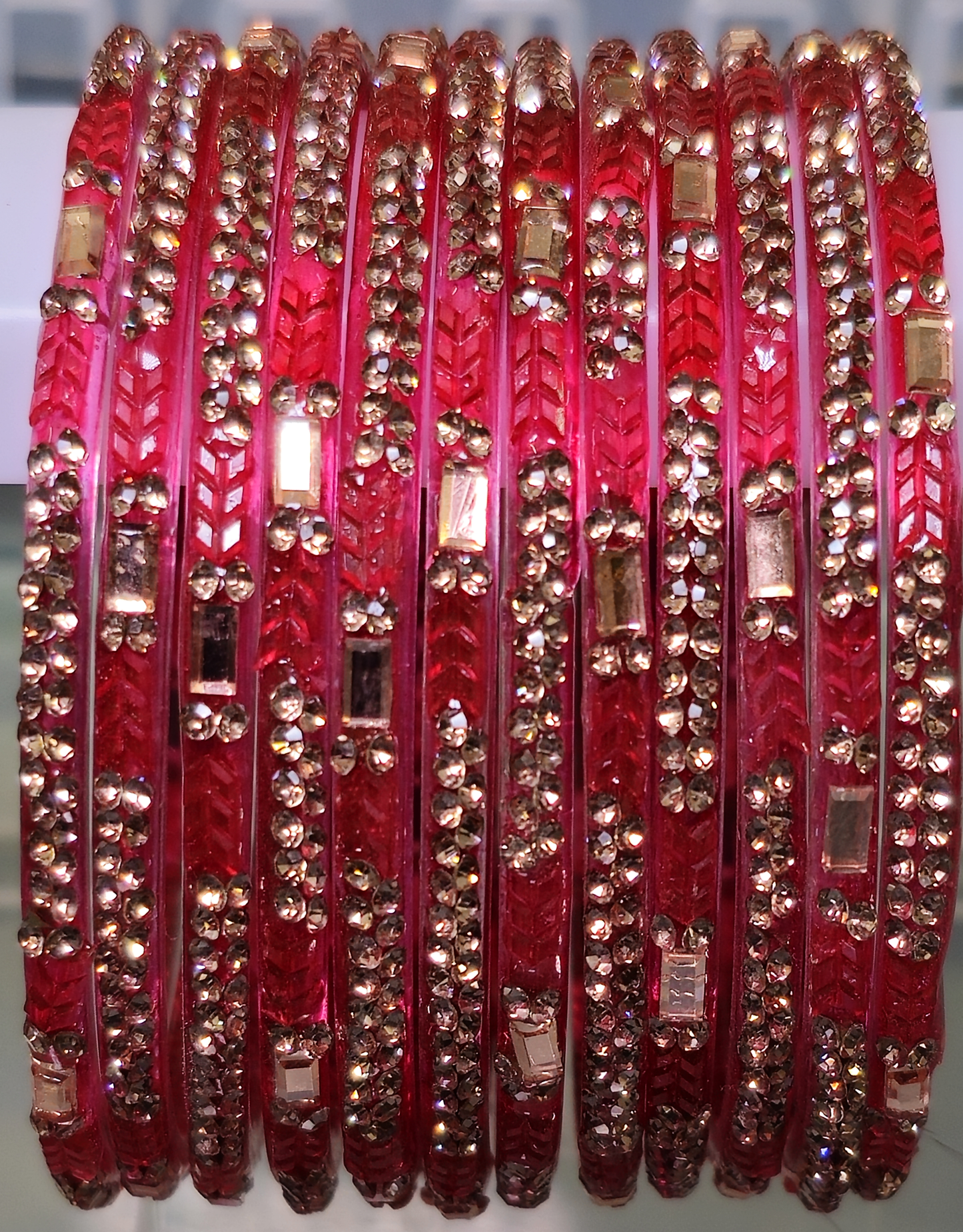 Ayush Design Sparkling Premium Glass Bangle (Dozen - 12 Bangle)
