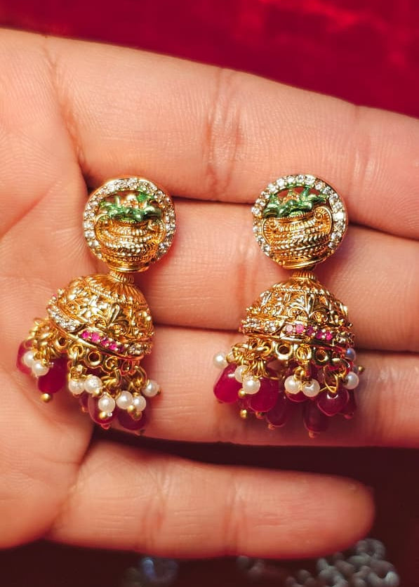 Premium Colorful Enamel Lakshmi Necklace and Earring Set