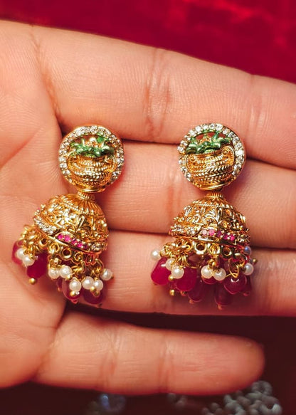 Premium Colorful Enamel Lakshmi Necklace and Earring Set