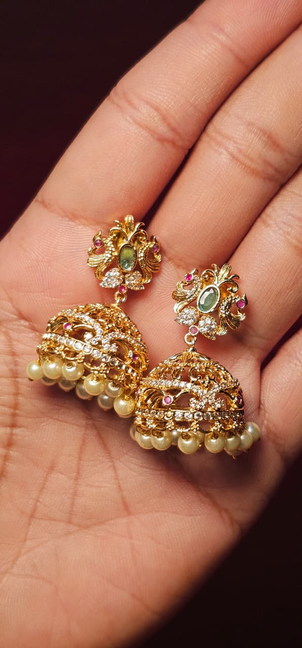 AD Premium Earrings Jhumka Set