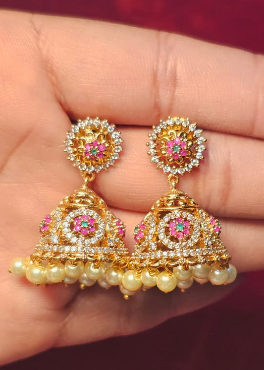 AD Premium Earrings Jhumka Set