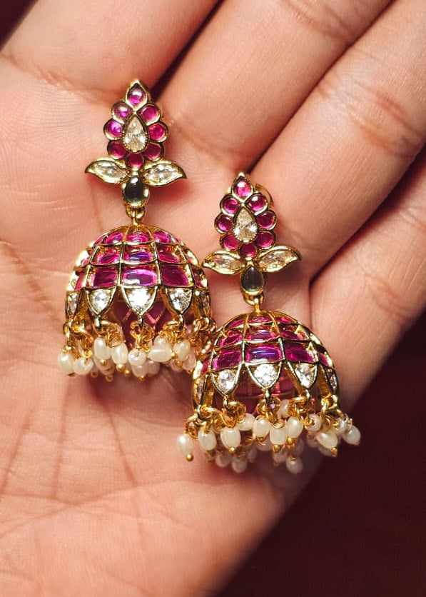 Jadau Kundan Premium Earrings Jhumka Set