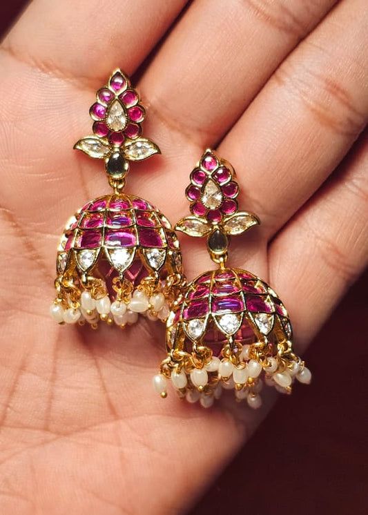 Jadau Kundan Premium Earrings Jhumka Set