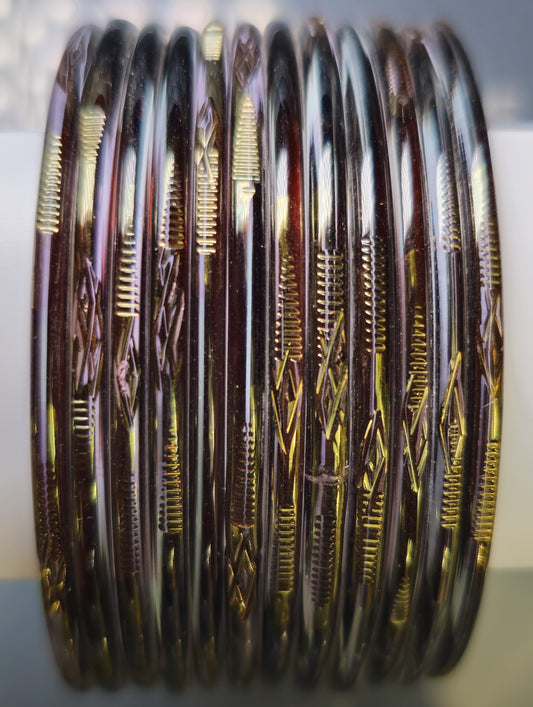 Cutting Design Glass Bangle (Dozen - 12 Bangle)