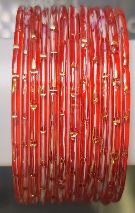 Cutting Design Gold Touch Glass Bangle (Dozen - 12 Bangle)